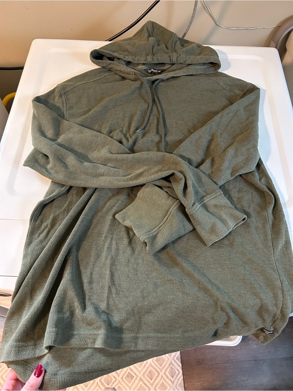 Toad&Co Olive Green Waffle-Knit Hooded Pullover